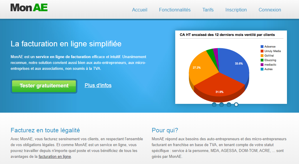 MonAE : logiciel de facturation en ligne simplifiée